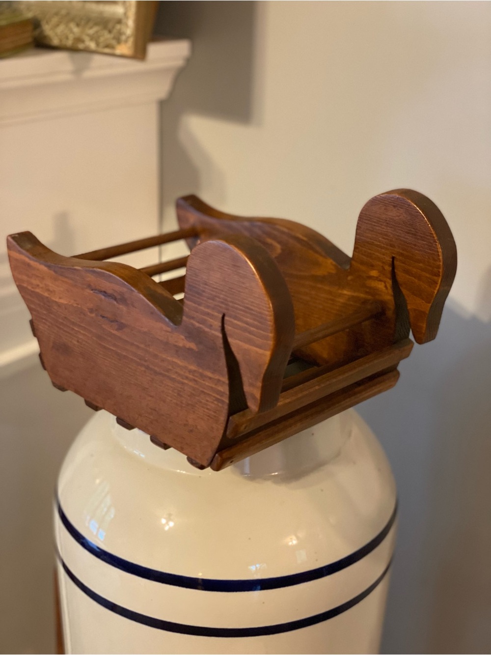 Handmade Vintage Wooden Swan Basket